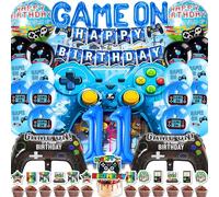 Mowtential 38 Pièces Video Game Party Supplies 2025 nouveau,Bleu 11 Ans Deco Anniversaire Garcon,Gamer Balloon,Bannière,Arrière-plan,Décoration de Gâteau(11 Ans Décoration Thème Gaming)