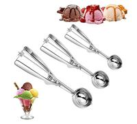 MOWUVAI Cuillère à glace en acier inoxydable de 4/5/6 cm de diamètre avec déclencheur pour glace, biscuits, pâte à gâteau, muffins, boulettes de viande, crêpes