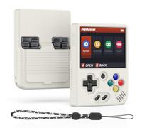 MOWYEOK Coque de protection en silicone souple pour Miyoo Mini Plus, avec fonction d'absorption des chocs, antidérapante et anti-rayures, compatible avec Miyoo Mini Plus, avec lanière Blanc