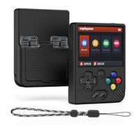 MOWYEOK Coque de protection en silicone souple pour Miyoo Mini Plus, avec fonction d'absorption des chocs, antidérapante et anti-rayures, compatible avec Miyoo Mini Plus, avec lanière Noir