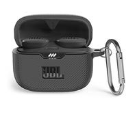 MOWYEOK Coque en silicone compatible avec JBL Tune 130NC TWS, portable et coque en silicone résistante aux chocs, avant LED visible, pour accessoires de boîtier JBL Tune 130NC TWS avec mousqueton -