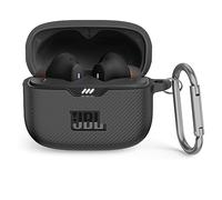 MOWYEOK Coque en silicone compatible avec JBL Tune 230NC TWS - Portable et coque en silicone résistante aux chocs - LED avant visible - Pour accessoires de boîtier JBL Tune 230NC - Avec mousqueton -