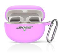 MOWYEOK Étui de protection en silicone anti-rayures et anti-chocs pour écouteurs Bose ultra ouverts, accessoires de boîtier avec mousqueton Violet