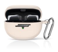 MOWYEOK Étui de protection en silicone anti-rayures et anti-chocs pour écouteurs Bose ultra ouverts, accessoires de boîtier avec mousqueton Blanc
