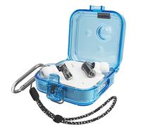MOWYEOK Étui de protection en TPU transparent pour écouteurs Nothing Ear 2, compatible avec Nothing Ear 2, avec dragonne et porte-clés Bleu transparent