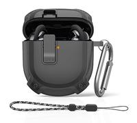 MOWYEOK Étui de verrouillage de sécurité compatible avec Bose QuietComfort Earbuds II 2022, corps complet, étui rigide, léger, résistant aux chocs, avec mousqueton et cordon anti-perte, noir