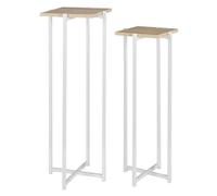 MOX - Duo de Sellettes Gigognes Industrielles Aspect Bois et Métal Blanc