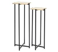Altobuy - Duo de sellettes gigognes MOX - industrielles aspect bois et métal noir