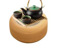 Moxeupon Coussin de sol et coussin d'assise - Grand coussin de siège rond pour adultes - Joli coussin de siège portable tressé pour dormir, méditation, maison, salle de classe, bureau, garage