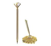 Moxeupon Ensemble stylo et porte-stylo | Crayons de mariage en métal doré, décoration originale et mignonne de stylo en pierre précieuse, cadeau pour mariage, mariée, fiançailles, livre d'or