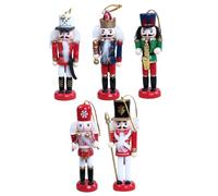 Moxeupon Figurines décoratives Casse-Noisette - 12 cm - Figurines de marionnettes soldats en bois - 5 figurines de casse-noisette - Décoration pour les vacances d'hiver, la décoration de la