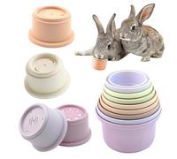 Moxeupon Jeu d'Empilage pour Lapins - 8 Pièces en PP - Stimulation Mentale et Alimentation Lente - Jouet Éducatif pour Rongeurs (28.8x8.3cm)