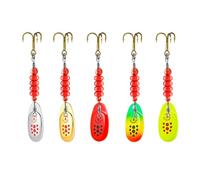 Moxeupon Lot de 5 leurres spinner, accessoires de pêche légers, dans des couleurs vives, dans un coffret, pour la pêche en eau douce