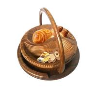 Moxeupon s pliables pour noix à pain, pliable pour fruits secs | Corbeille à fruits pliable en bois à 4 cloisons circulaire | Bol à en bois pour bonbons, et noix