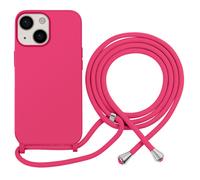 Coque pour iPhone 13 en TPU Premium Color Lace avec Cordon Tour de Cou Fuchsia