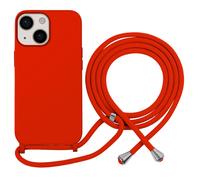 Coque pour iPhone 13 en TPU Premium Color Lace avec Cordon Tour de Cou Rouge