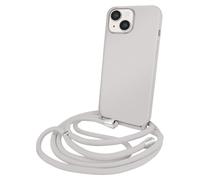 Coque pour iPhone 14 en TPU Premium Color Lace avec Cordon Tour de Cou Gris