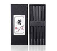 Moxilyn 5 Paires Baguettes Acier Inoxydable Réutilisables, Chinoise Japonaises Coréen Métal Chopsticks pour Sushis Coffret Cadeau Vaisselle