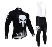 Moxilyn Maillot de Cyclisme + Pantalon Homme Manche Longue Tenue Cycliste Rembourrage Équipement Ensemble pour Velo VTT de Sport Respirant Confortable