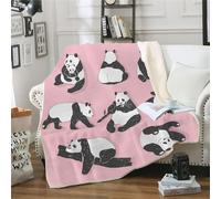 MOXINO 3D Cartoon Panda Couverture Polaire 150x200 cm Panda Plaid Couverture Chaude Douce Confortable Microfibre Sherpa Blanket Adulte Jeté de Canapé Couvre Lit 2 Personnes（Motif 38-5）