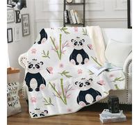 MOXINO 3D Cartoon Panda Couverture Polaire 150x200 cm Panda Plaid Couverture Chaude Douce Confortable Microfibre Sherpa Blanket Adulte Jeté de Canapé Couvre Lit 2 Personnes（Motif 38-6）