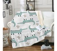 MOXINO 3D Crocodile Abstrait Couverture Polaire 150x200 cm Cartoon Animaux Plaid Couverture Chaude Douce Confortable Microfibre Sherpa Blanket Adulte Jeté de Canapé Couvre Lit 2 personnes(Motif 122-4)