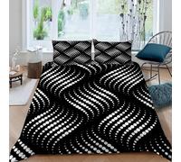 MOXINO 3D Géométrie Housse de Couette 220x240cm 2 Personne avec Fermeture Éclair 100% Microfibre Parure Doux Géométrie Parure de Lit avec 2 Taie d'oreiller 65x65(Motif 118-15)