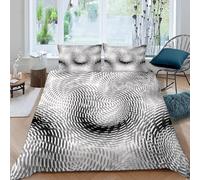 MOXINO 3D Géométrie Housse de Couette 240x260cm 2 Personne avec Fermeture Éclair 100% Microfibre Parure Doux Abstrait Parure de Lit avec 2 Taie d'oreiller 65x65(Motif 107-17)