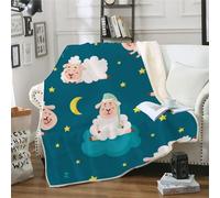 MOXINO 3D Mouton De Cartoon Couverture Polaire 130x150 cm Ciel étoilé Plaid Couverture Chaude Douce Confortable Microfibre Sherpa Blanket Enfant Jeté de Canapé Couvre Lit 1 Personne（Motif 141-18）