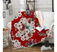 MOXINO 3D Rétro Floral Couverture Polaire 130x150 cm Fleurs Plaid Couverture Chaude Douce Confortable Microfibre Sherpa Blanket Enfant Jeté de Canapé Couvre Lit 1 Personne（Motif 18-2）