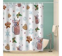 MOXINO Flocon De Neige Rideau de Douche Anti Moisissure 180x200 cm Tissu Polyester Imperméable Rideau de Salle de Bains Baignoire 3D Amour Rideaux de Bain avec 12 Crochets（Motif 74-2）