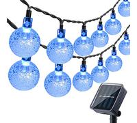 Moxled Guirlande lumineuse solaire d'extérieur - 60 LED - 11 m - 8 modes - Étanche - 8 modes - Pour jardin, terrasse, balcon, fête - Bleu