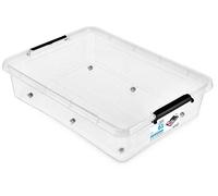 MOXOM ORPLAST SimpleStore Bedroller Mega Lot de 3 boîtes avec couvercle/clips/roues 61 l 76 x 57 x 18 cm Transparent