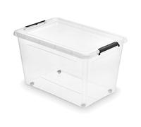 moxom SimpleStore Boite Rangement avec couvercle et roues Carré ca. 60 l - Boite De Rangement Plastique 58 x 39 x 35 cm - Caisse Rangement - Boîte De Rangement Cuisine, École, Bureau, Atelier