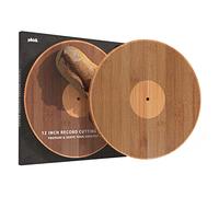 MOXON Pikkii Planche à découper double face 30,5 cm et plateau de service en un, bambou durable de qualité supérieure, style disque vinyle, marron