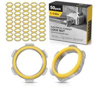 Moxweyeni Lot de 50 écrous de verrouillage de conduit électrique de 1 à 0,6 | Conduits électriques en acier galvanisé avec joint moulé en PVC, écrou de serrage, pipelines chimiques Imc rigides et