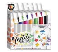 Moxy Textilmarker Set 8 pièces - Marqueurs pour tissu pour T-shirts, vêtements & chaussures - Durable & couleurs intenses pour des designs DIY créatifs