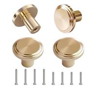 MOXYOY 4 Pièces Poignee Meuble Dorée, 25 mm Boutons de Commode Ronds, Boutons de Tiroir en Laiton Doré, Poignées de Porte de Placard à Un Trou, Bouton de Meubles en Or,pour Commode, Armoire, Meuble