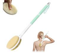 MOXYOY Brosse à récurer le dos, brosse de douche pour le corps avec manche de 44 cm de long, brosse exfoliante double face avec poils rigides et doux pour femmes, hommes, personnes âgées (vert)