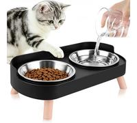 MOXYOY Gamelles surélevées pour Chats d'intérieur - Gamelles pour Chats et Chiots - Anti-éclaboussures avec 2 gamelles en Acier Inoxydable - Soulage la Fatigue - Passe au Lave-Vaisselle - Fournitures
