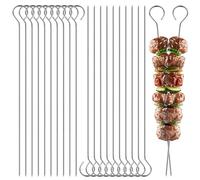 MOXYOY Lot de 20 brochettes réutilisables en acier inoxydable pour barbecue, four, friteuse à air et accessoires de cuisine de fête 25 cm