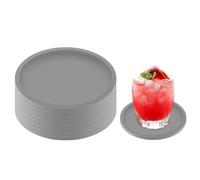 MOXYOY Lot de 8 Dessous de Verre Ronds en Silicone antidérapants pour café, bière, Verres à vin et Bouteilles, Parfaits pour la Maison et Le Bar (Gris)