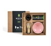 Moya Bio Coffret Matcha Japonais | 30g Qualité Cérémonielle (I & II) + Bol Rose + Fouet en Bambou + Support + Cuillère | Coffret Matcha Traditionnel Complet | Cadeau Élégant