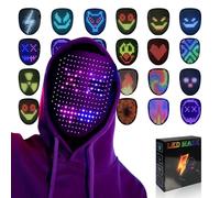 MOYACA Masque LED avec détection de geste, masque lumineux à DEL pour costume cosplay, fête, bal masqué, masque lumineux pour Halloween
