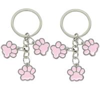 Moydolo 2pcs Pendentif porte-clés patte de chat en métal animal chien griffe breloque cat paw dog keychain cadeau pour femme