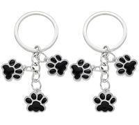 Moydolo 2pcs Pendentif porte-clés patte de chat en métal animal chien griffe breloque cat paw dog keychain cadeau pour femme