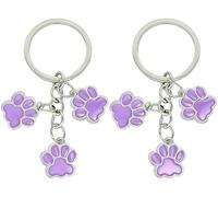 Moydolo 2pcs Pendentif porte-clés patte de chat en métal animal chien griffe breloque cat paw dog keychain cadeau pour femme