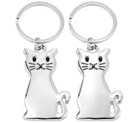 Moydolo 2pcs Porte-clé pendentif chat en métal Animal Porte reloque Cadeau cat keychian pour Garçon Fille Homme Femme