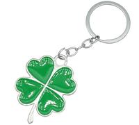 Moydolo Chanceux Porte-clés Pendentif trèfle à quatre feuilles en métal vert lucky keychain à breloques pour Femme Homme
