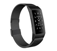 Moydolo Compatible avec Fitbit Charge 3 / Charge 4 Bracelet Femme Homme Métal Fermoir Magnétique Réglable Bracelet de rechange en acier inoxydable avec Charge 3/Charge 4/Charge 3 SE, Groß, Acier